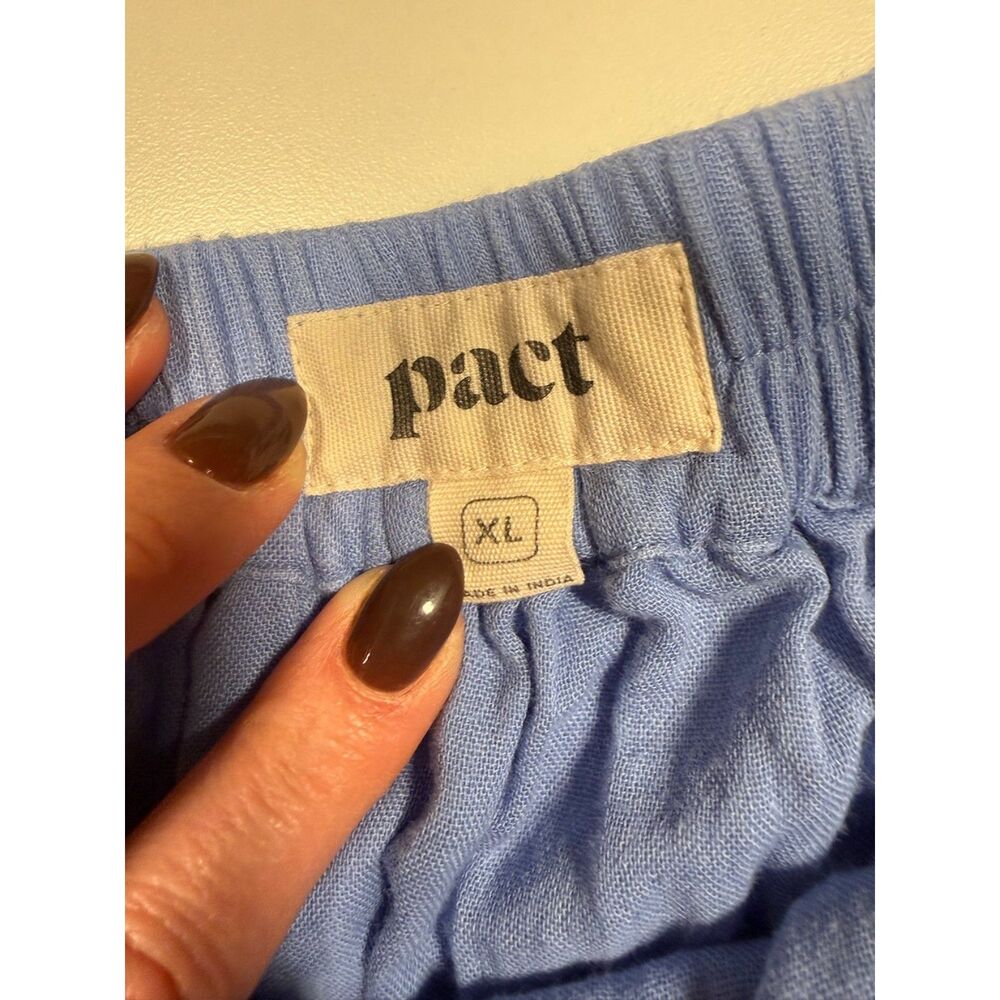 Pact Organic Cotton Gauze Tulip Midi Skirt Blue Womens XL Wrap Pockets - Picture 6 of 10
